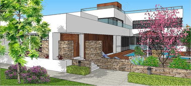 精品現(xiàn)代風(fēng)格獨(dú)棟別墅建筑 帶屋頂花園和游泳池 景觀(guān)庭院su模型設(shè)計(jì)模型下載